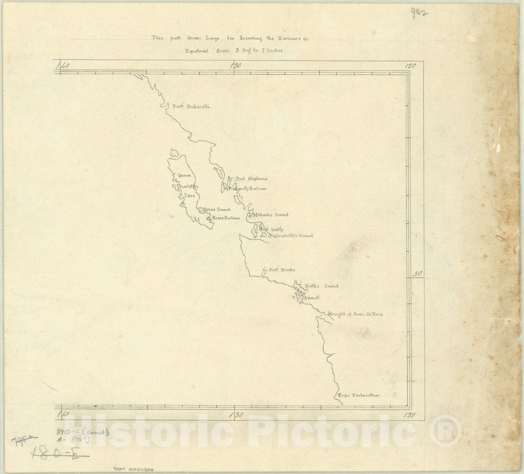 Map : Pacific Ocean 1776, N 16, this part drawn large for inserting the harbours etc., Antique Vintage Reproduction