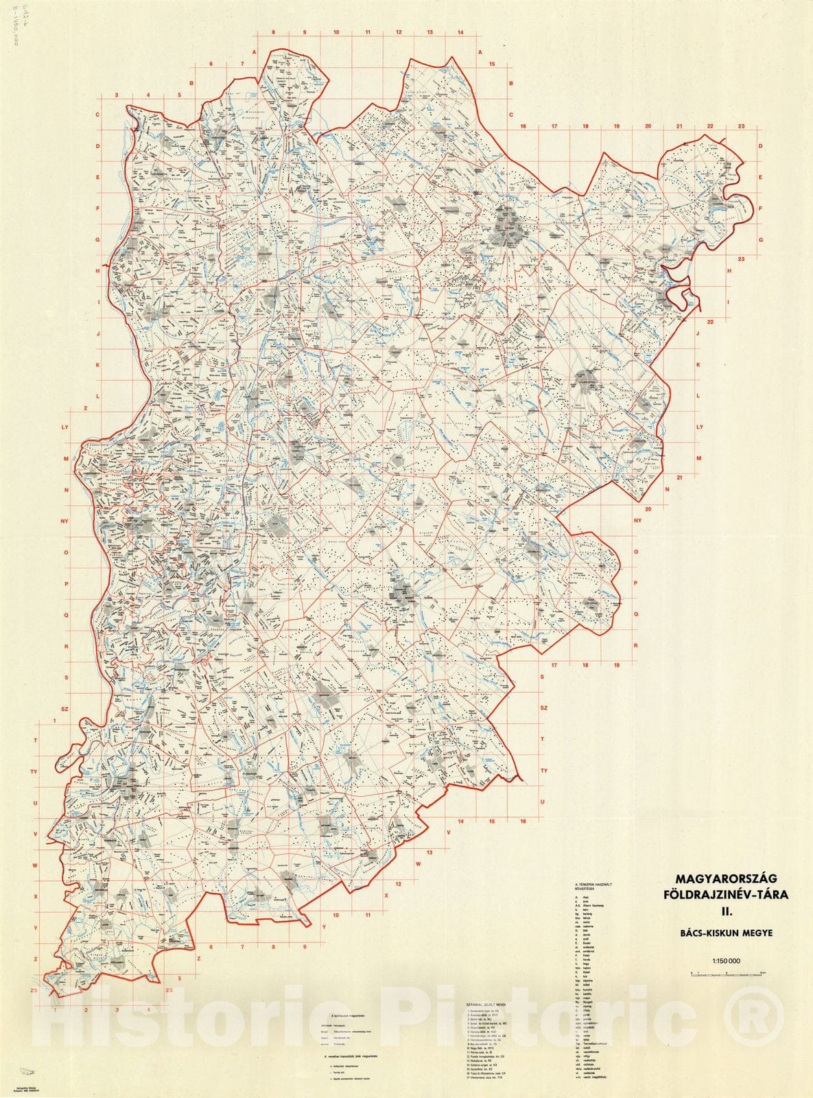 Map : Hungary 1980, Magyarorszag Foldrajzinev-Tara II. Bacs-Kiskun Megye, Antique Vintage Reproduction