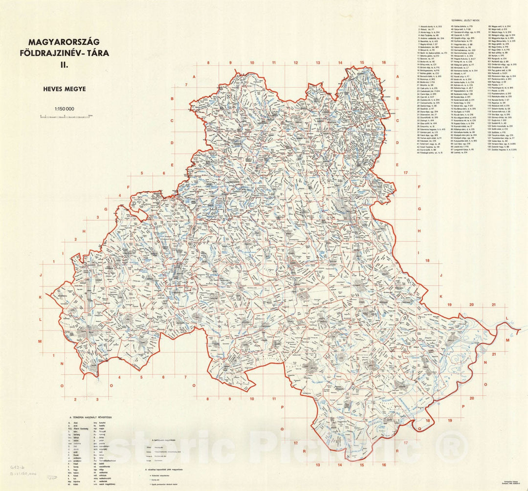 Map : Hungary 1980, Magyarorszag Foldrajzinev-Tara II. Heves Megye, Antique Vintage Reproduction