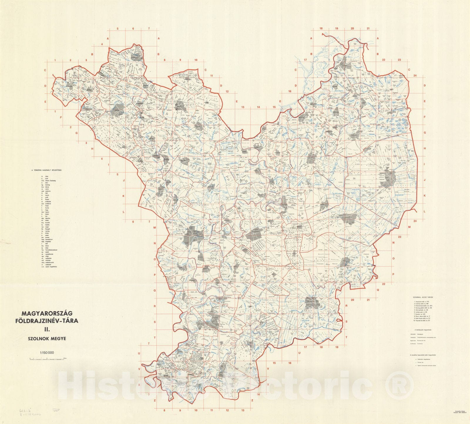 Map : Hungary 1980, Magyarorszag Foldrajzinev-Tara II. Szolnok Megye , Antique Vintage Reproduction