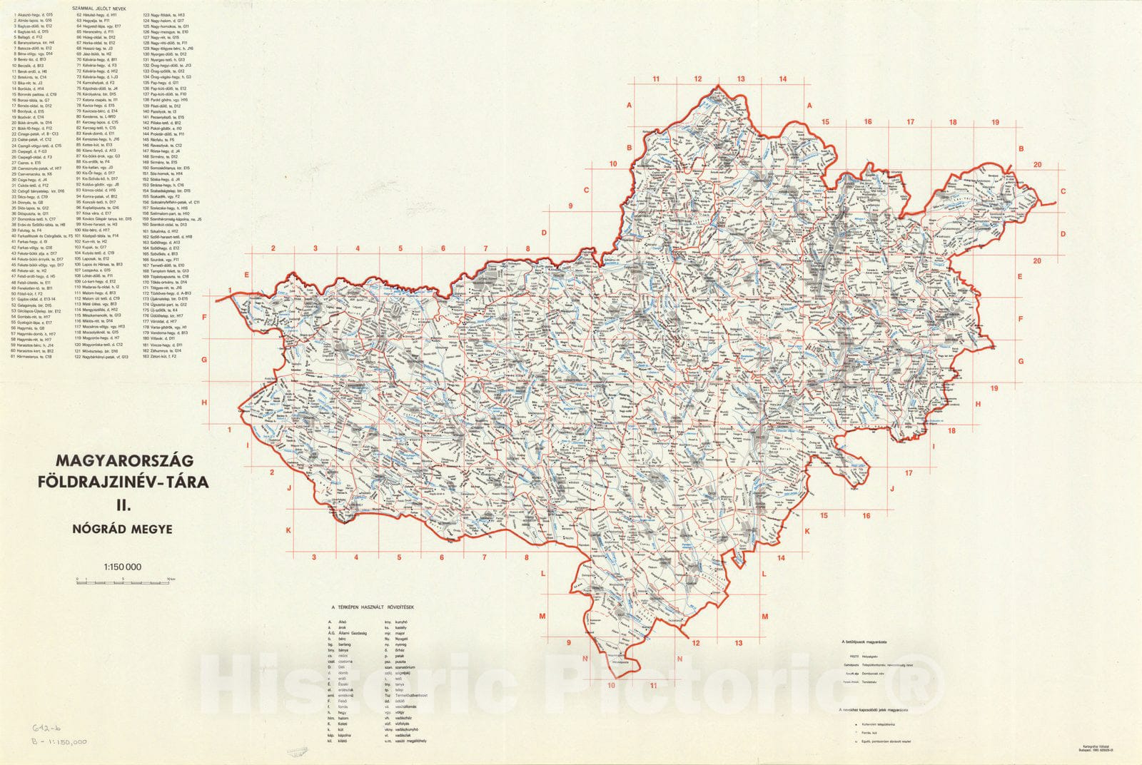 Map : Hungary 1980, Magyarorszag Foldrajzinev-Tara II. Nograd Megye, Antique Vintage Reproduction