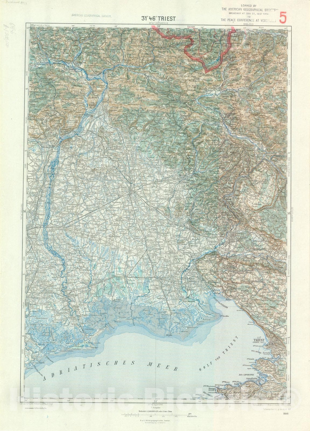 Map : Triest, Italy 1917 3, Generalkarte von Mitteleuropa, Antique Vintage Reproduction