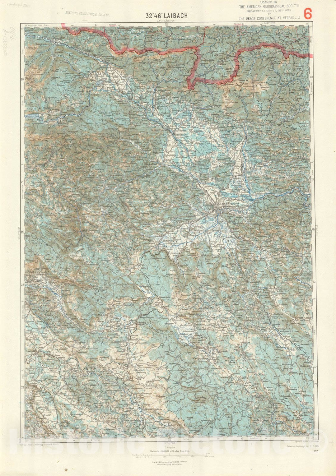 Map : Laibach (Ljubljana), Slovenia 1914 2, Generalkarte von Mitteleuropa, Antique Vintage Reproduction