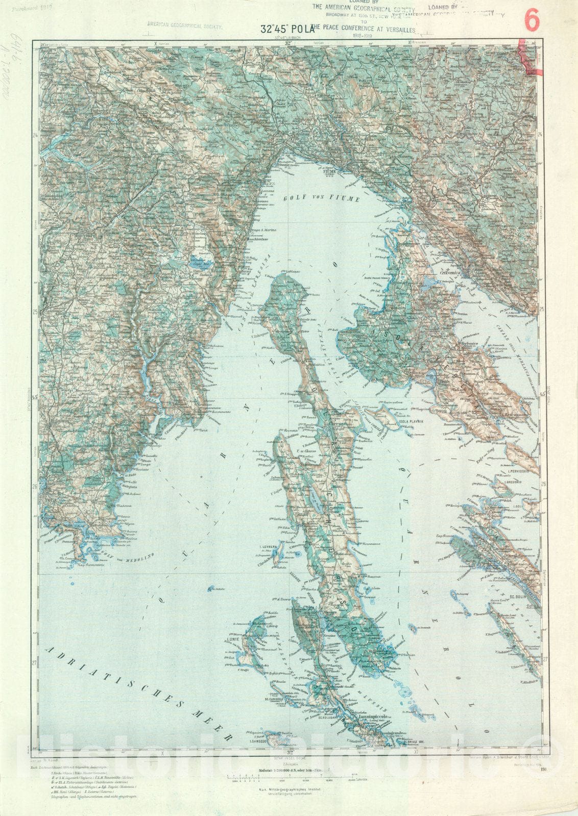 Map : Pola (Pula), Croatia 1914 1, Generalkarte von Mitteleuropa, Antique Vintage Reproduction