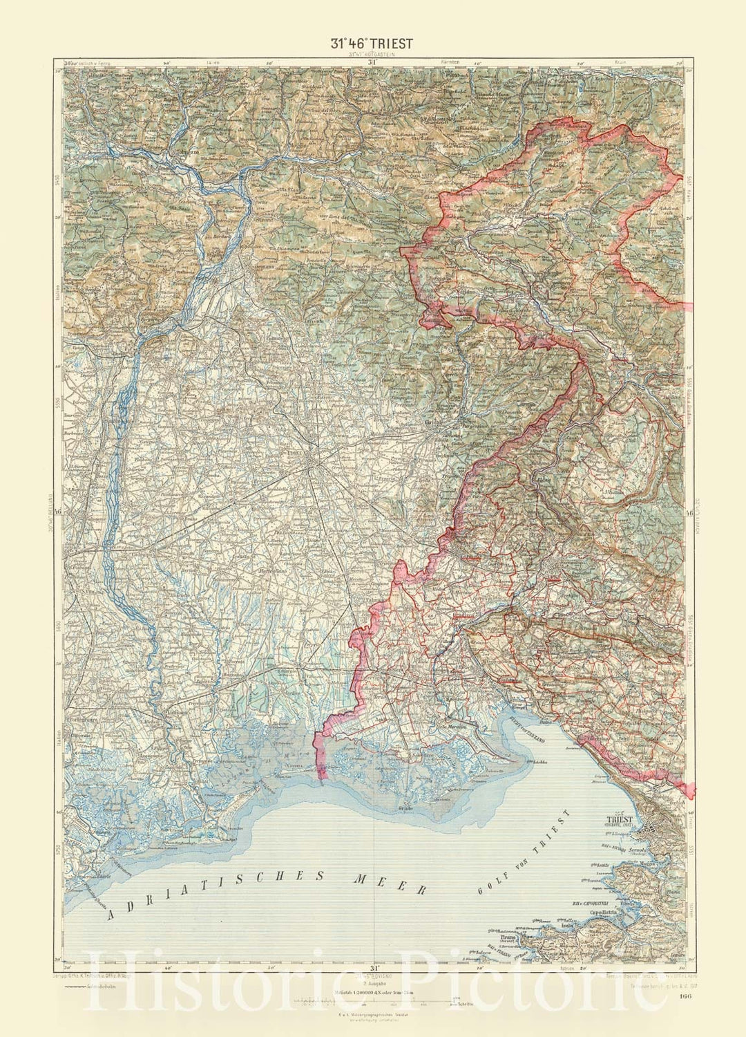 Map : Triest, Italy 1917 1, Generalkarte von Mitteleuropa, Antique Vintage Reproduction