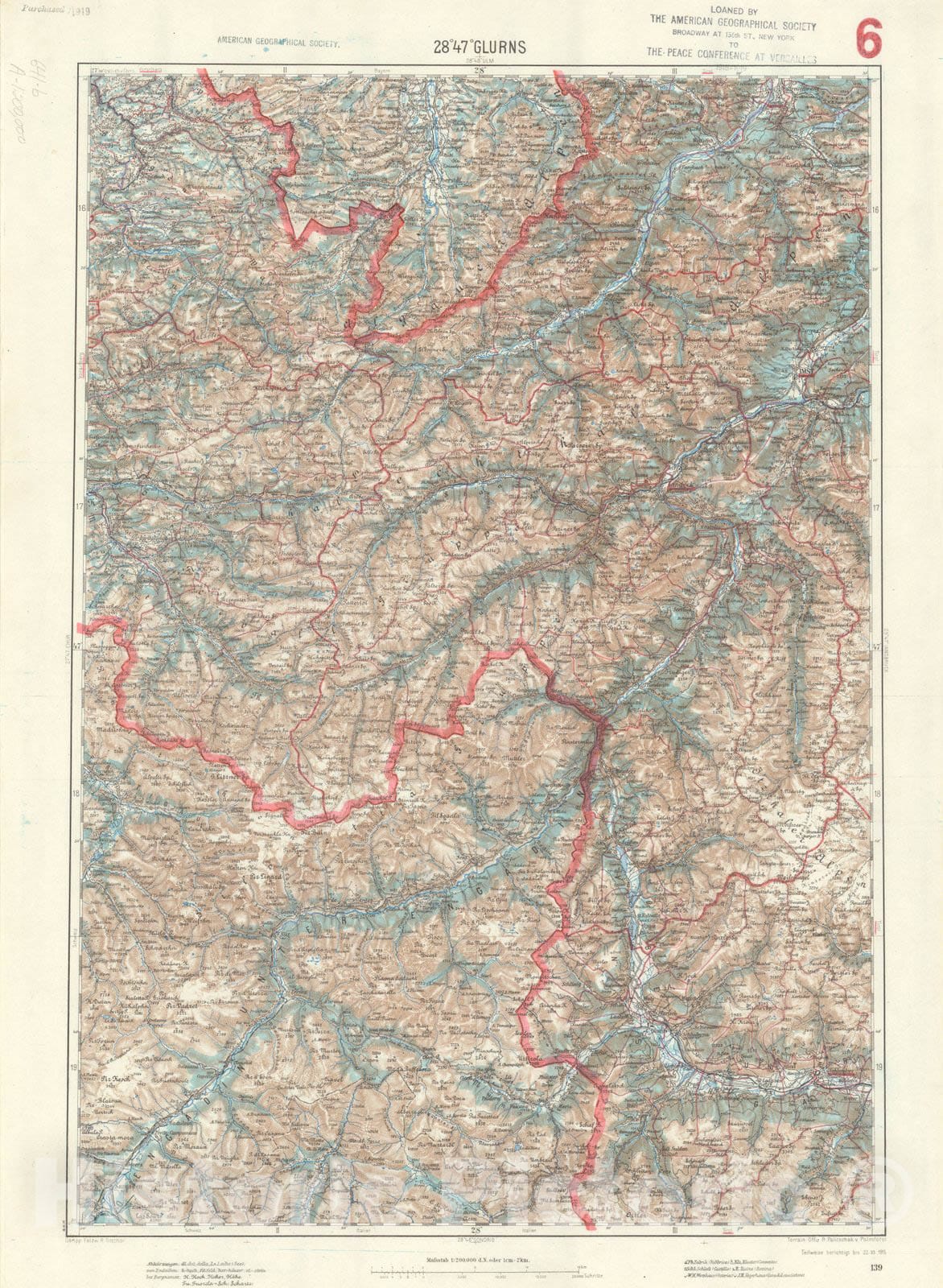 Map : Glurns, Italy 1915, Generalkarte von Mitteleuropa, Antique Vintage Reproduction