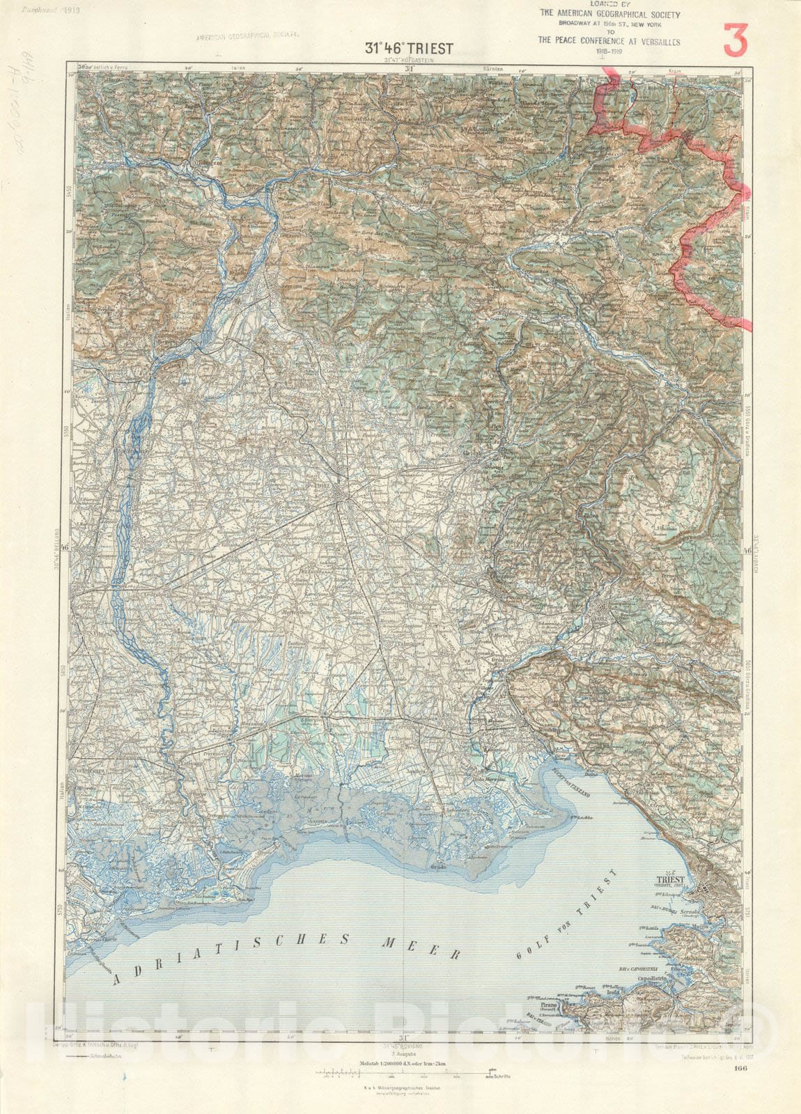 Map : Triest, Italy 1917 2, Generalkarte von Mitteleuropa, Antique Vintage Reproduction