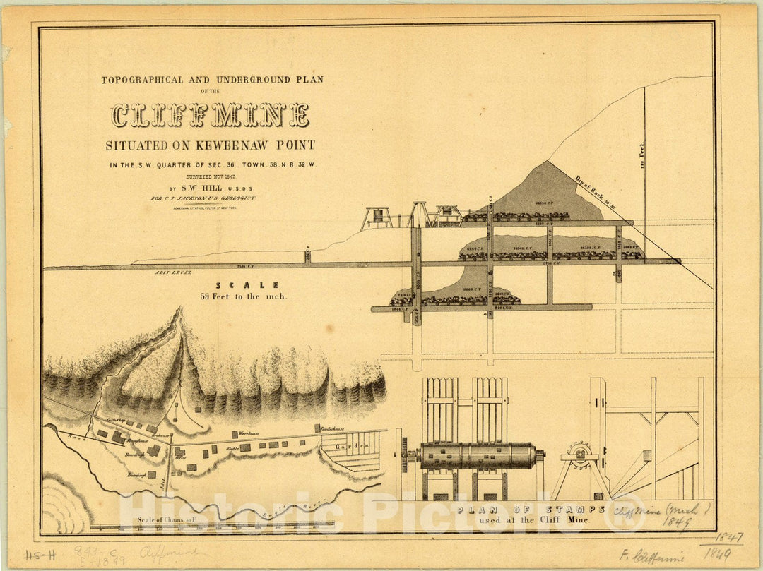 Map : Cliff Mine, Michigan 1849