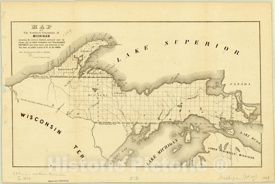 Map : Upper Peninsula Michigan 1849 1, Antique Vintage Reproduction