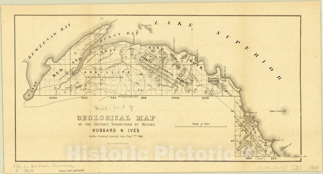 Map : Upper Peninsula Michigan 1849 2, Antique Vintage Reproduction