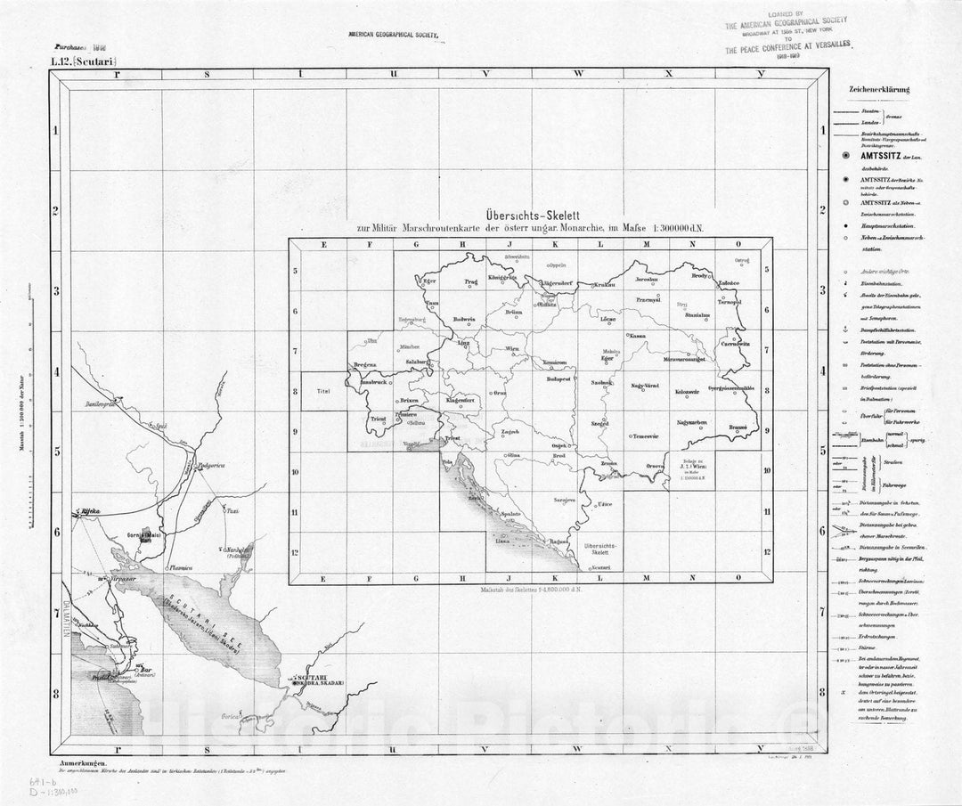 Map : Austria and Hungary 1877 22, Militar-Marschroutenkarte der osterreichisch-ungarischen Monarchie , Antique Vintage Reproduction