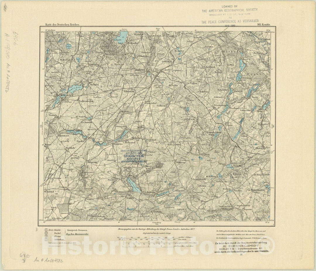 Map : Konitz, Germany 1907, Karte des Deutschen Reiches , Antique Vintage Reproduction