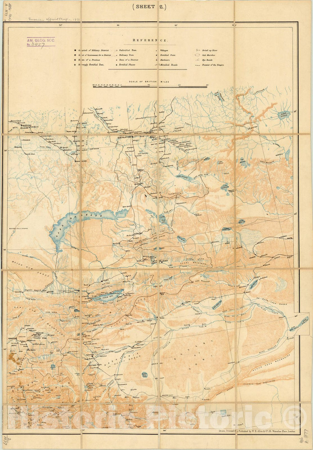 Map : Russia 1877 2, The Russian official map of Central Asia , Antique Vintage Reproduction