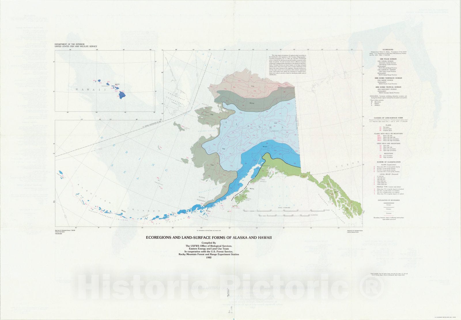 Map : United States 1982 1, Ecoregions and land-surface forms of the United States , Antique Vintage Reproduction