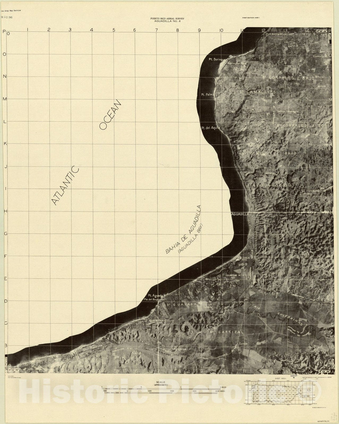 Map : Puerto Rico 1940 68, Puerto Rico aerial survey , Antique Vintage Reproduction