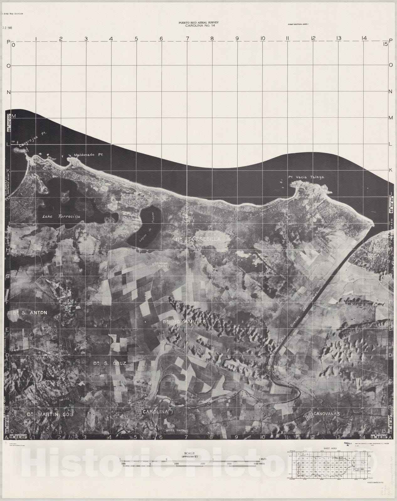 Map : Puerto Rico 1940 65, Puerto Rico aerial survey , Antique Vintage Reproduction