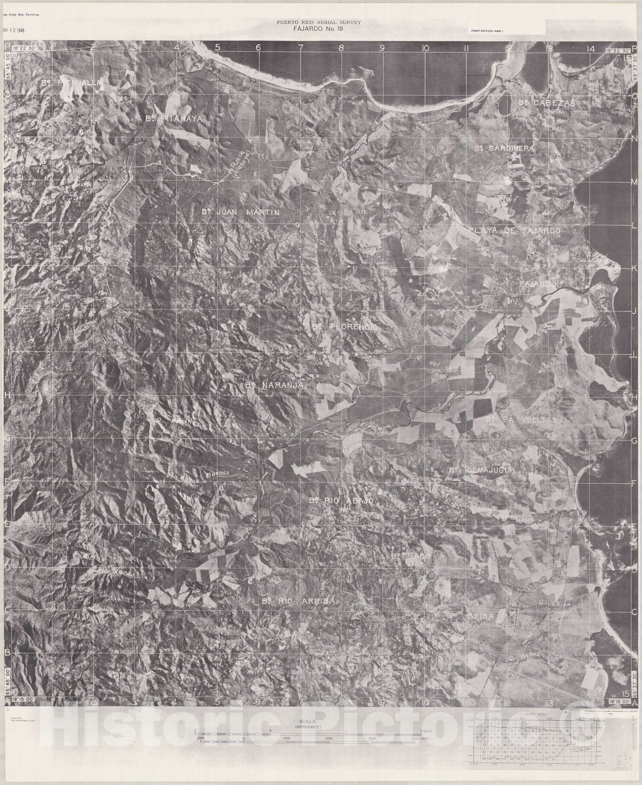 Map : Puerto Rico 1940 4, Puerto Rico aerial survey , Antique Vintage Reproduction