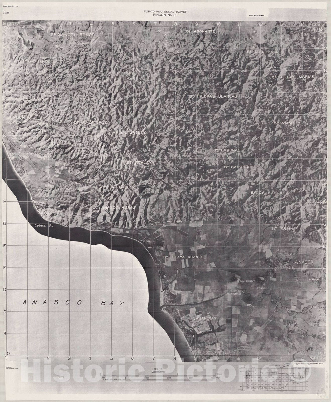 Map : Puerto Rico 1940 5, Puerto Rico aerial survey , Antique Vintage Reproduction