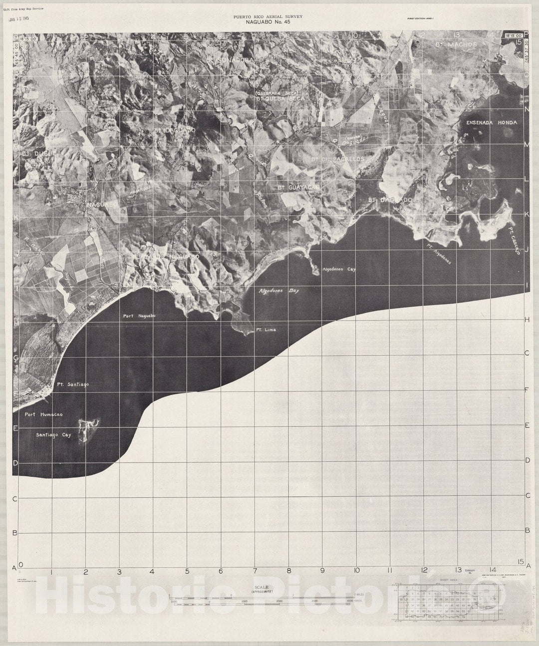 Map : Puerto Rico 1940 9, Puerto Rico aerial survey , Antique Vintage Reproduction