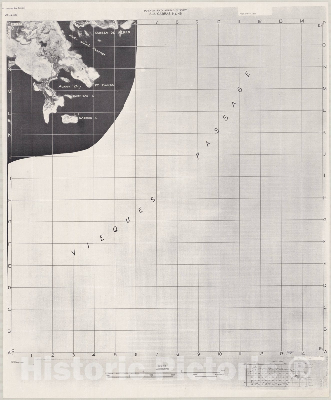 Map : Puerto Rico 1940 10, Puerto Rico aerial survey , Antique Vintage Reproduction