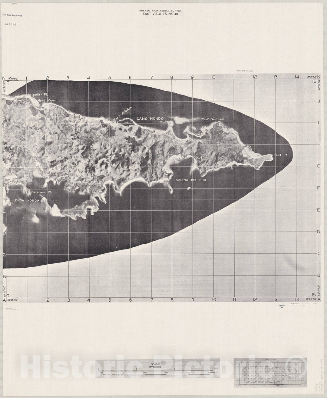 Map : Puerto Rico 1940 11, Puerto Rico aerial survey , Antique Vintage Reproduction