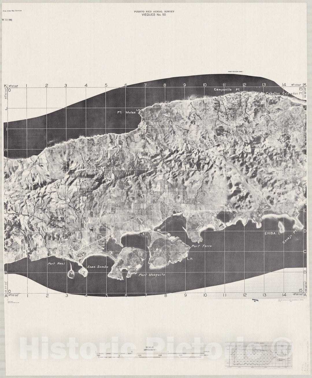 Map : Puerto Rico 1940 13, Puerto Rico aerial survey , Antique Vintage Reproduction