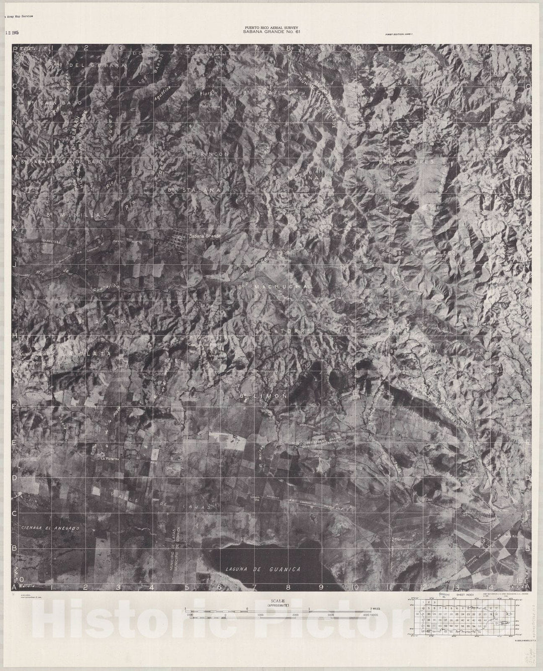 Map : Puerto Rico 1940 22, Puerto Rico aerial survey , Antique Vintage Reproduction