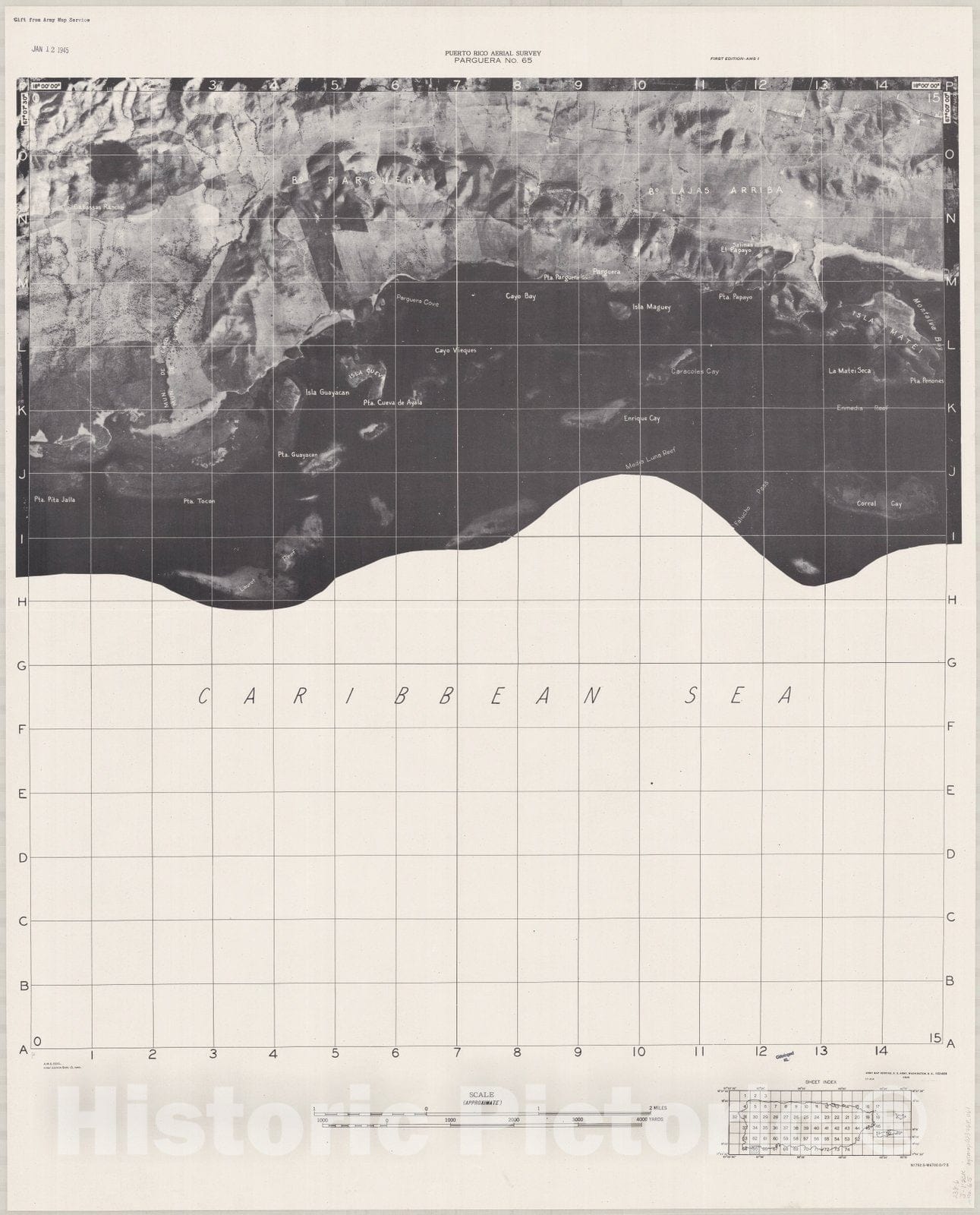 Map : Puerto Rico 1940 27, Puerto Rico aerial survey , Antique Vintage Reproduction