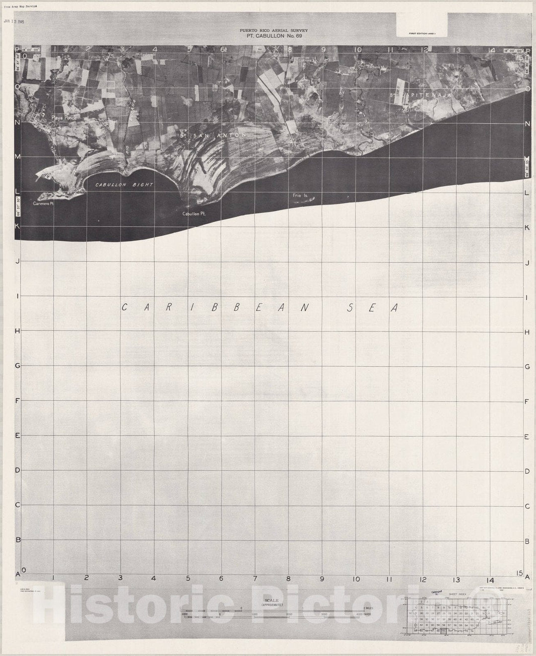 Map : Puerto Rico 1940 29, Puerto Rico aerial survey , Antique Vintage Reproduction