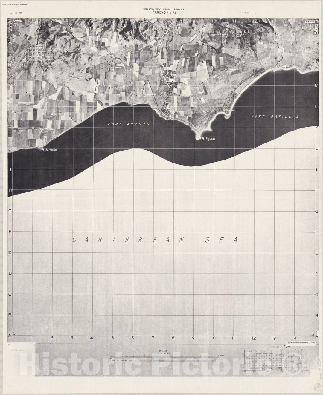 Map : Puerto Rico 1940 33, Puerto Rico aerial survey , Antique Vintage Reproduction