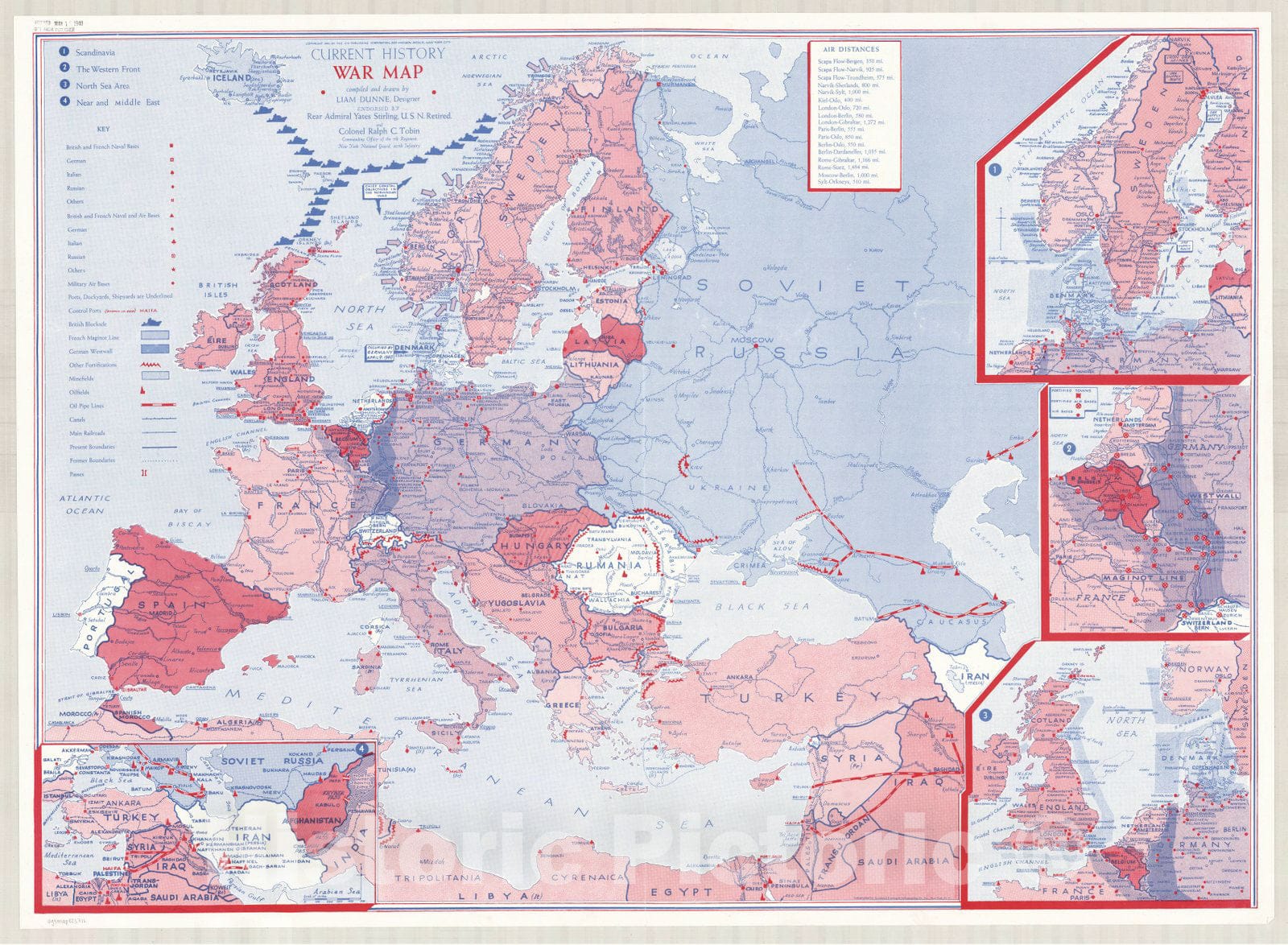 Map : Europe 1940, Current history war map , Antique Vintage Reproduction