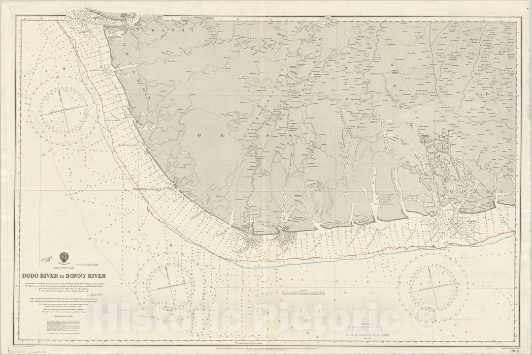 Map : Dodo River, Nigeria 1915, Africa, west coast, Dodo River to Bonny River , Antique Vintage Reproduction