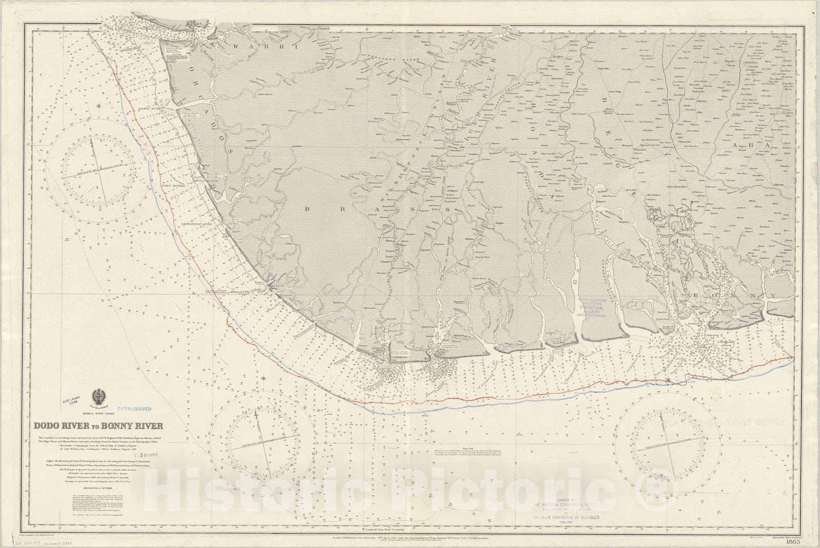 Map : Dodo River, Nigeria 1915, Africa, west coast, Dodo River to Bonny River , Antique Vintage Reproduction