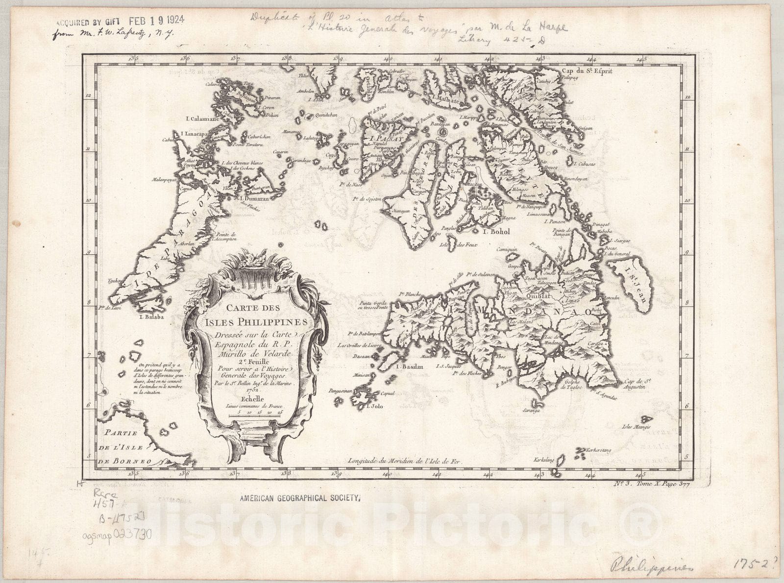 Map : Philippines 1752 1, Carte des Isles Philippines , Antique Vintage Reproduction