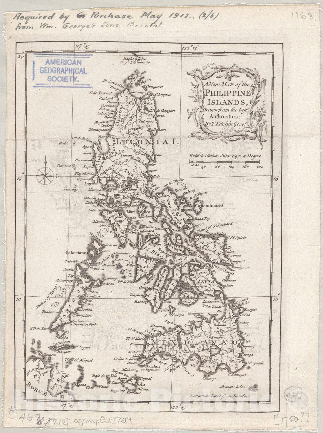 Map : Philippines 1750, A New map of the Philippine Islands , Antique Vintage Reproduction