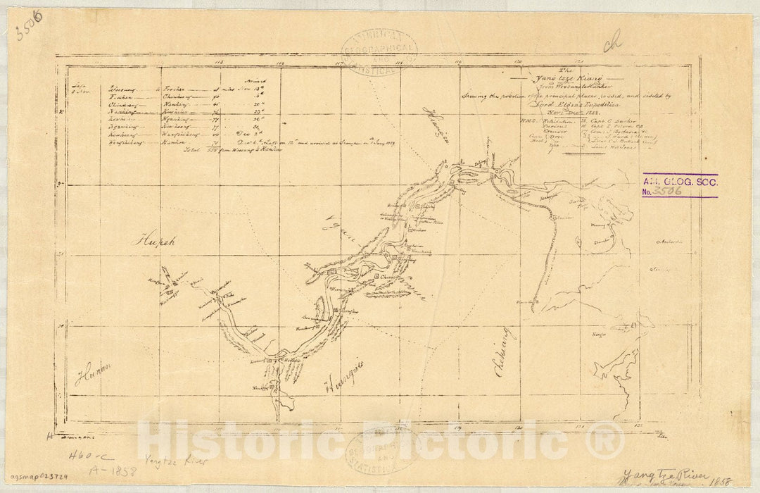 Map : Yangtze River Valley, China 1858, Yangtsze Kiang ... showing the position of the principal places passed and visited by Lord Elgin's Expedition, Nov. - Dec. 1858