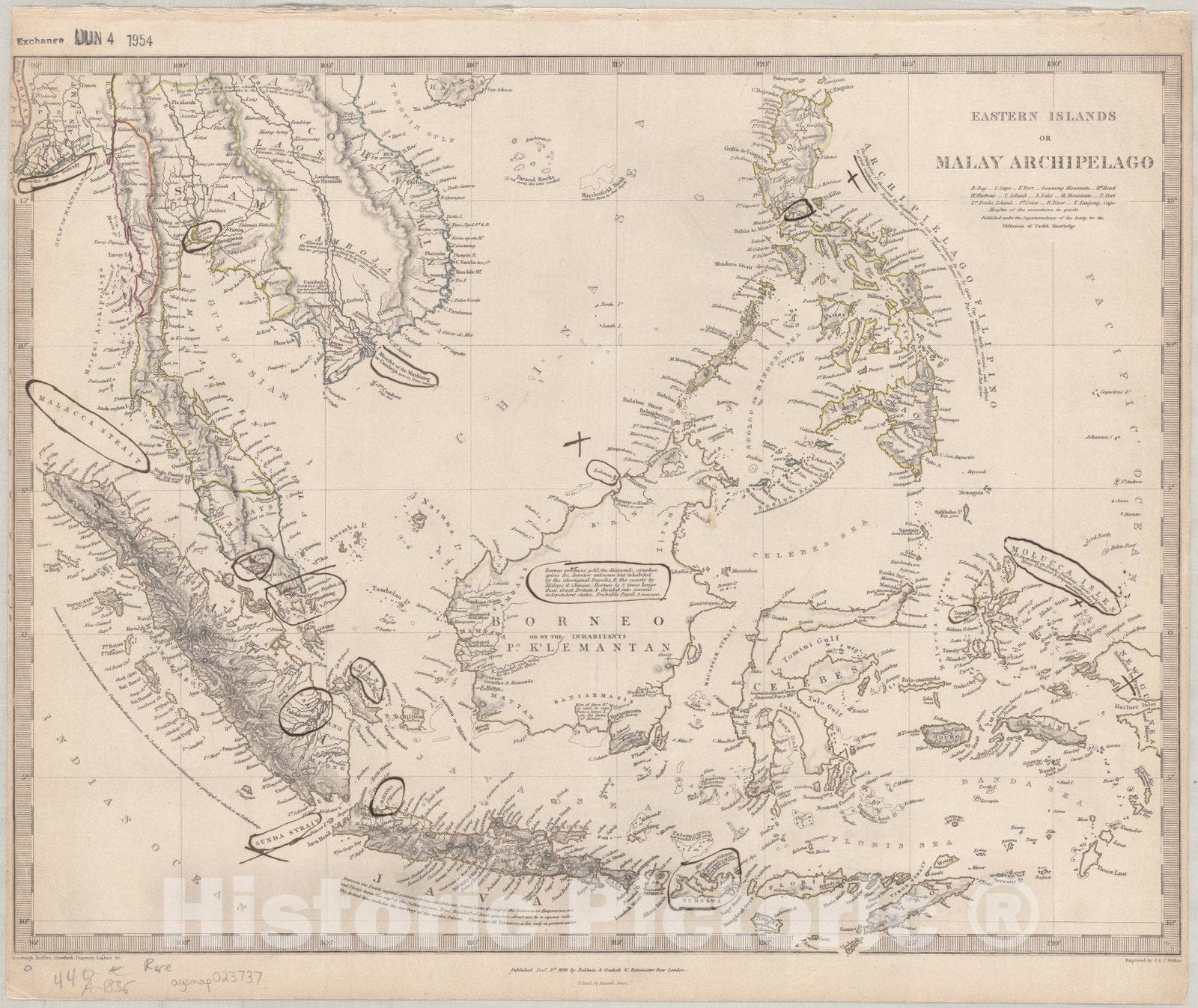 Map : Indonesia 1836, Eastern Islands or Malay Archipelago , Antique Vintage Reproduction