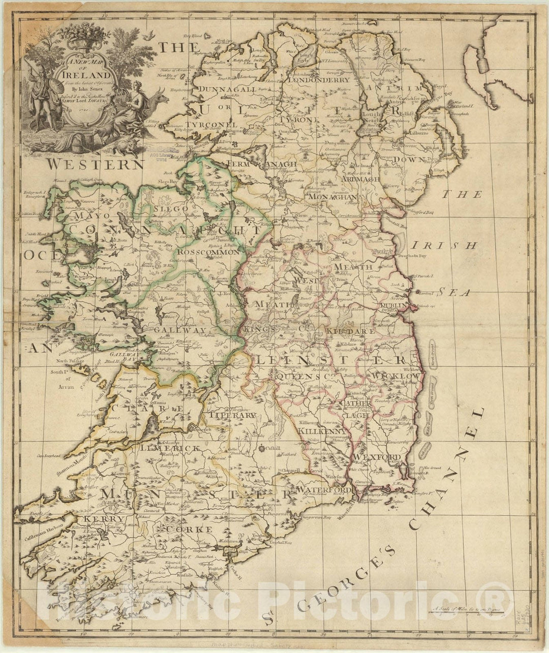 Map : Ireland 1720, A new map of Ireland : from the latest observatio. , Antique Vintage Reproduction