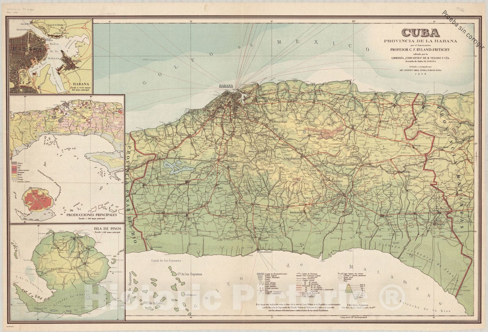 Map : Cuba 1826, Cuba, provincia de la Habana , Antique Vintage Reproduction