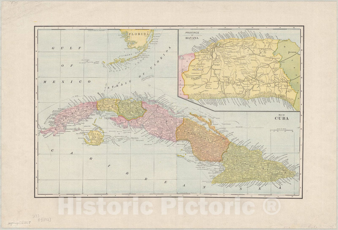 Map : Cuba 1883, Croquis geologico de Cuba basado en el croquis geologico de la Isla de Cuba 1869-83 , Antique Vintage Reproduction