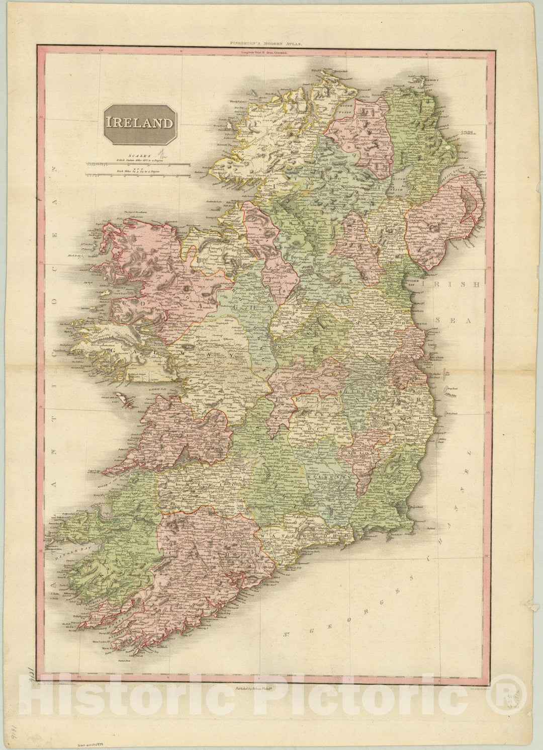 Map : Ireland 1818, Ireland , Antique Vintage Reproduction