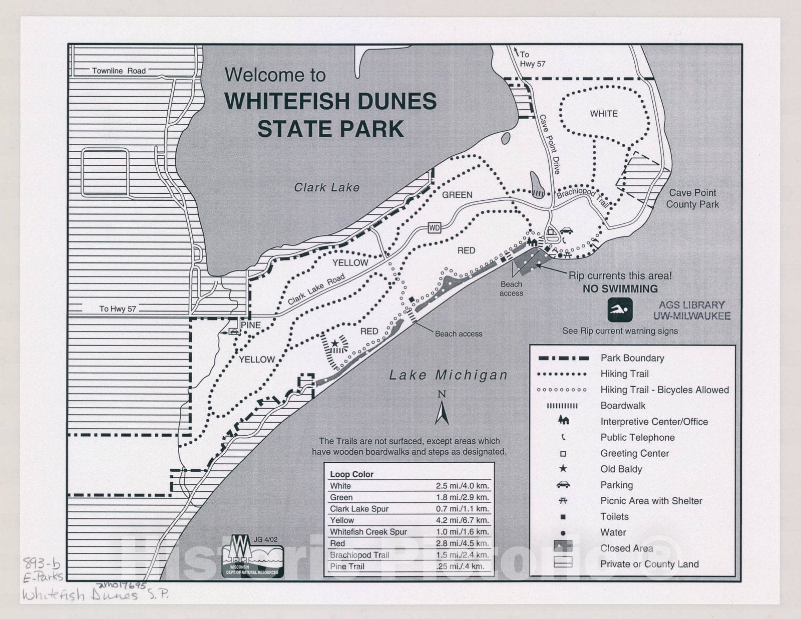 Map : Welcome to Whitefish Dunes State Park, Wisconsin , [Wisconsin state parks , forests, recreation areas & trails maps], Antique Vintage Reproduction