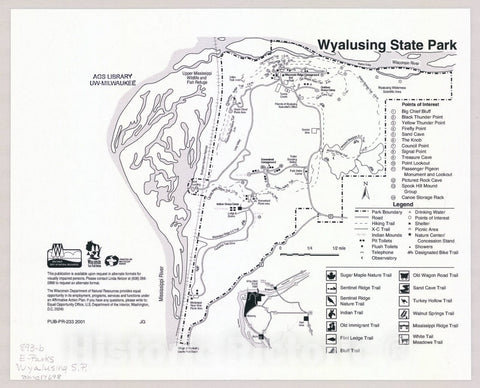 Map : Wyalusing State Park, Wisconsin , [Wisconsin state parks , forests, recreation areas & trails maps], Antique Vintage Reproduction