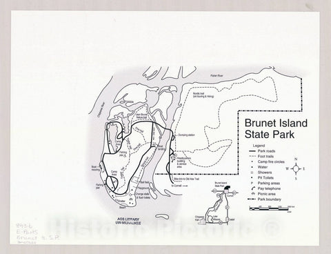 Map : Brunet Island State Park, Wisconsin , [Wisconsin state parks , forests, recreation areas & trails maps], Antique Vintage Reproduction