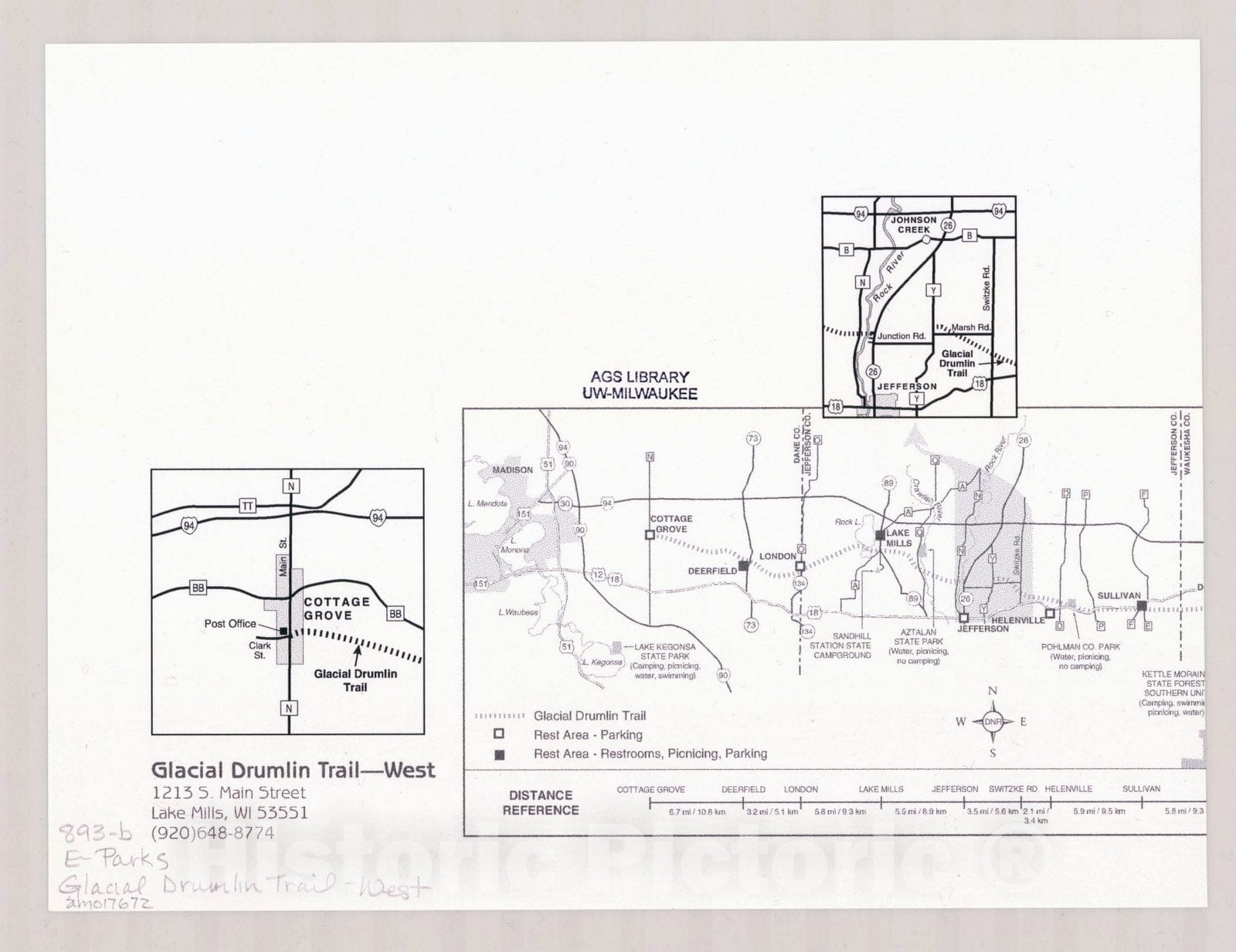 Map : Glacial Drumlin Trail - West, Wisconsin , [Wisconsin state parks , forests, recreation areas & trails maps], Antique Vintage Reproduction