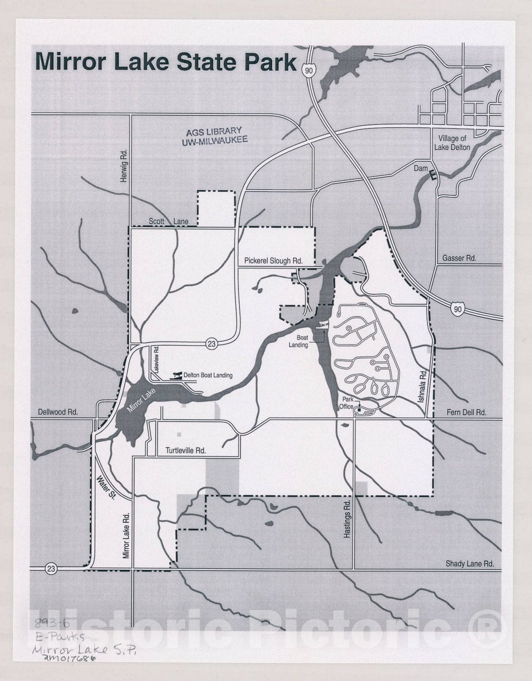 Map : Mirror Lake State Park, Wisconsin , [Wisconsin state parks , forests, recreation areas & trails maps], Antique Vintage Reproduction