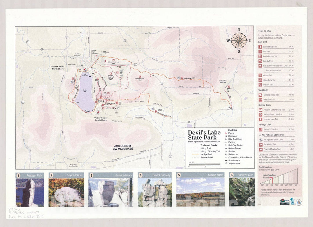 Map : Devil's Lake State Park , Wisconsin , [Wisconsin state parks , forests, recreation areas & trails maps], Antique Vintage Reproduction