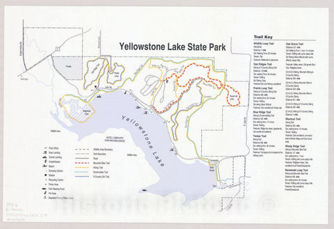 Map : Yellowstone Lake State Park, Wisconsin , [Wisconsin state parks , forests, recreation areas & trails maps], Antique Vintage Reproduction