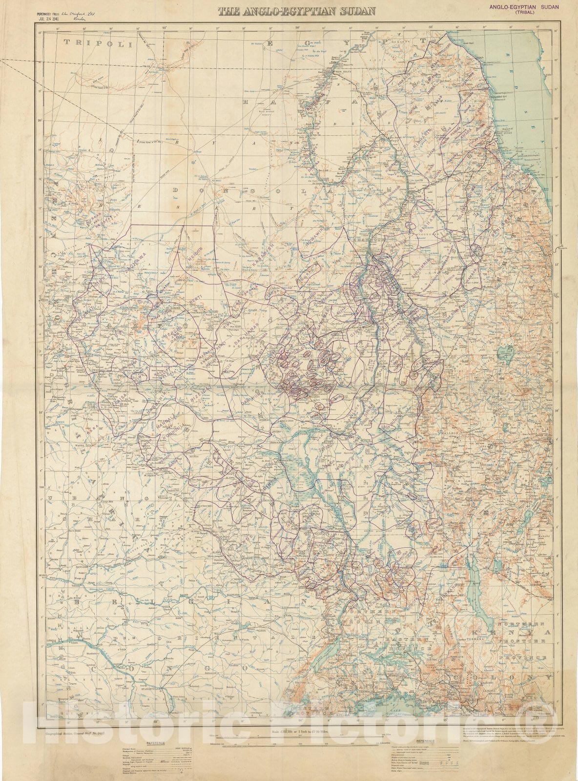 Map : Sudan 1928, Anglo-Egyptian Sudan , Antique Vintage Reproduction