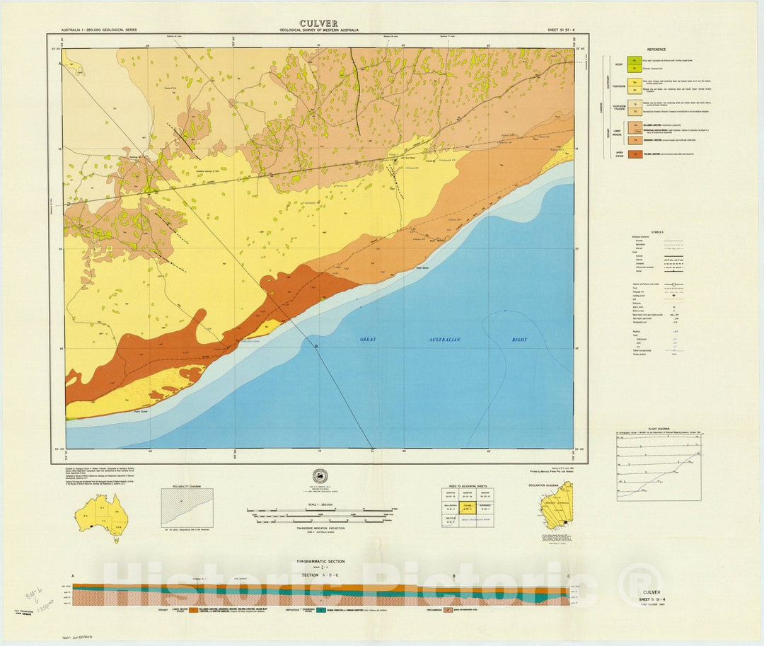 Map : Culver, Australia 1969, Australia 1:250,000 geological series , Antique Vintage Reproduction